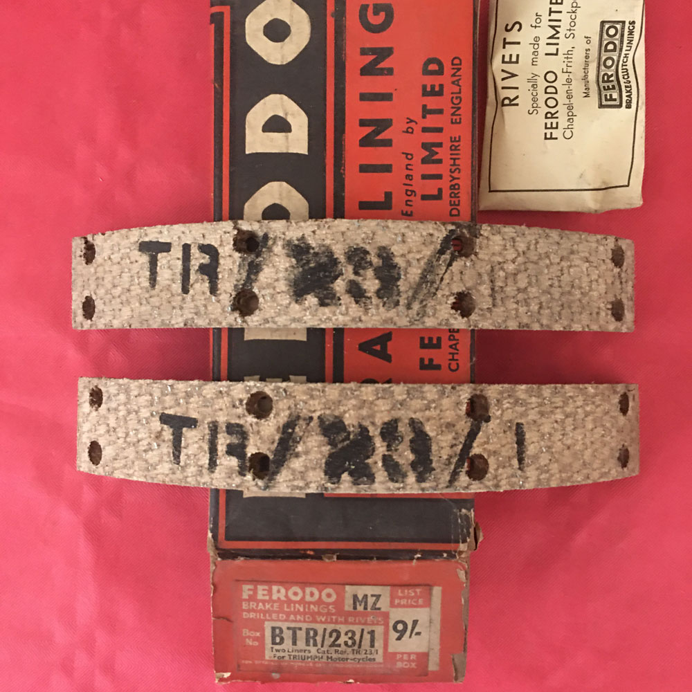 Triumph 3SW, 5SW, 5S SV Brake Linings – Late 1930's Models